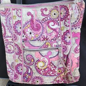 Vera Bradley Pink Paisley Quilted Tote with Yellow Accents